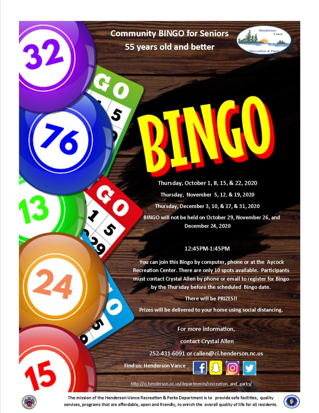 Senior Bingo Oct-Dec 2020 - WIZS