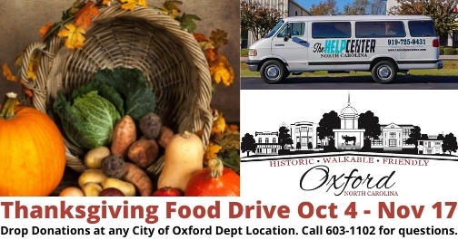City of Oxford Thanksgiving Food Drive Underway; Donate Non-Perishable Items Through Nov. 17